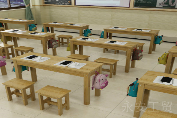 克拉玛依小学复合桌面实木课桌椅厂